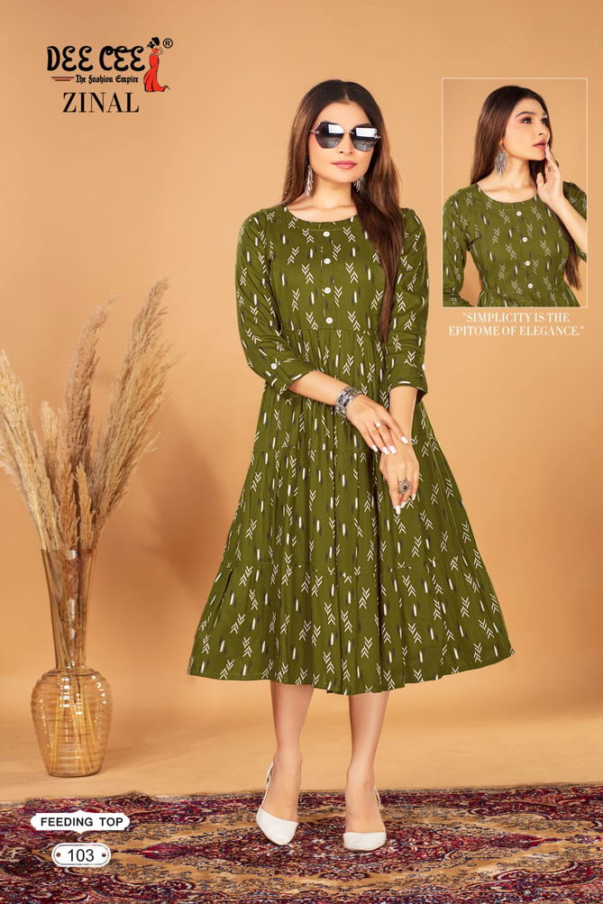 Zinal By Deecee Flared Rayon Printed Kurtis Wholesale Market In Surat